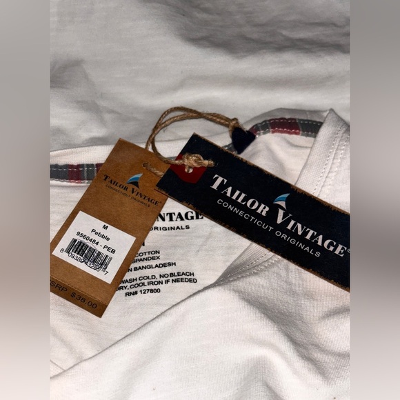 NEW‎ Tailor Vintage Plaid Patch Pocket Tee Shirt M Summer Vacation Travel Beach - Picture 6 of 7